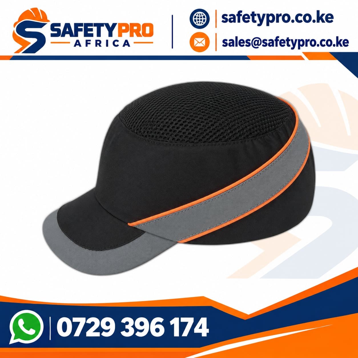 Black Grey With Orange Piping Bump Cap