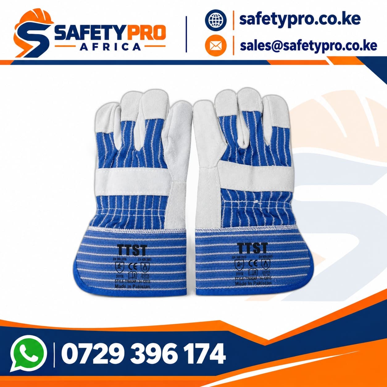 Blue Leather Rigger Gloves