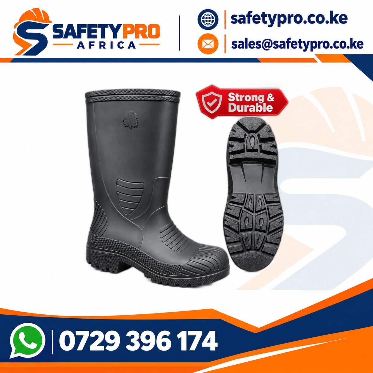 Kinga Black Gumboot Heavy Duty
