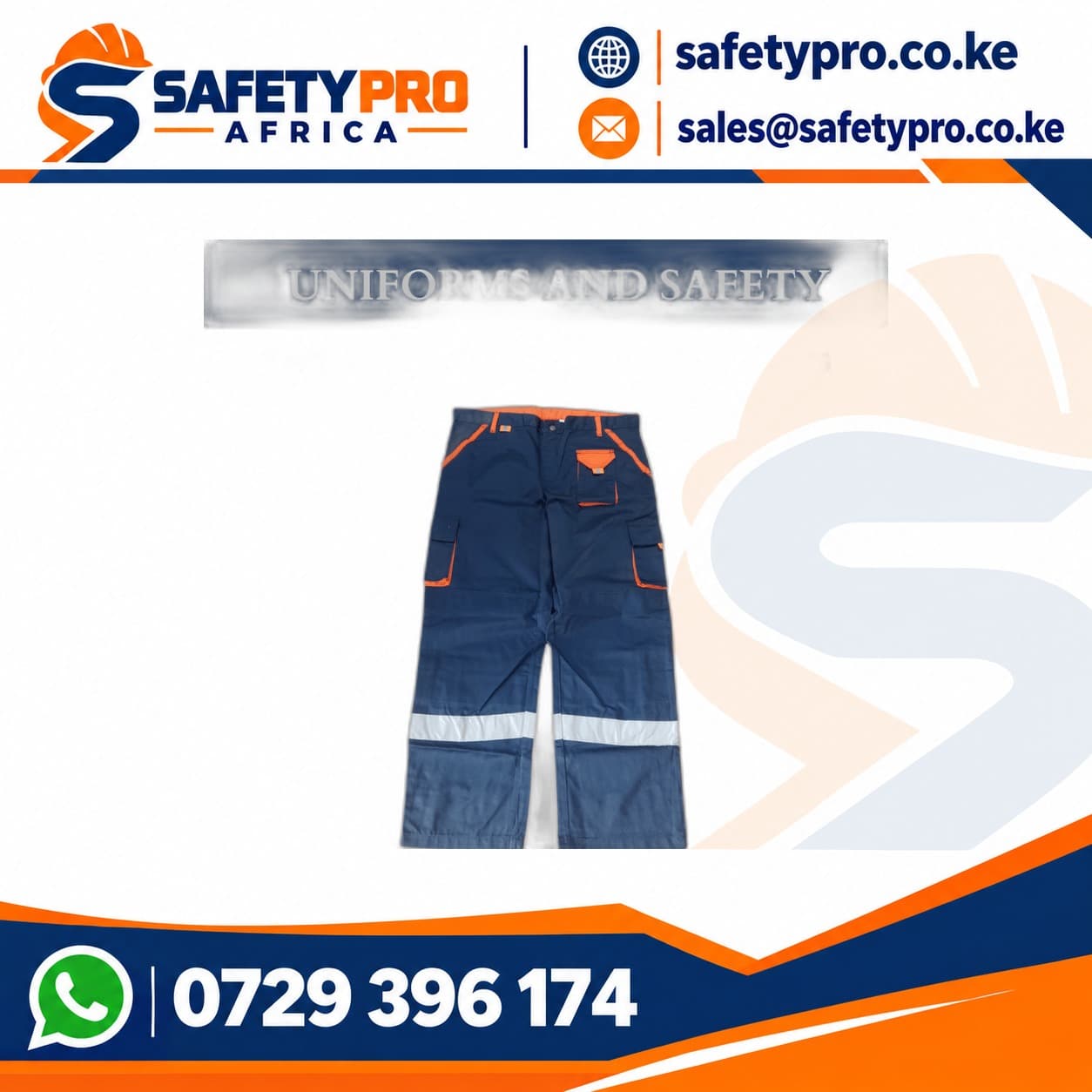 Navy Blue Reflective Cargo Work Pants