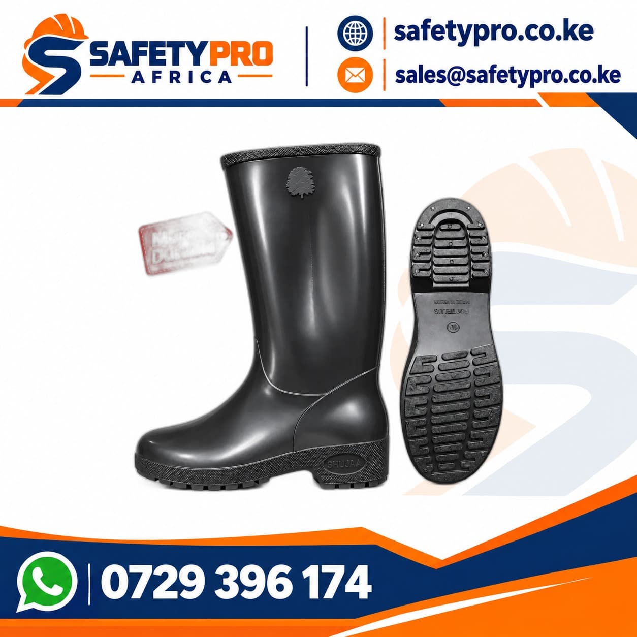Shujaa Black Gumboot Light Duty