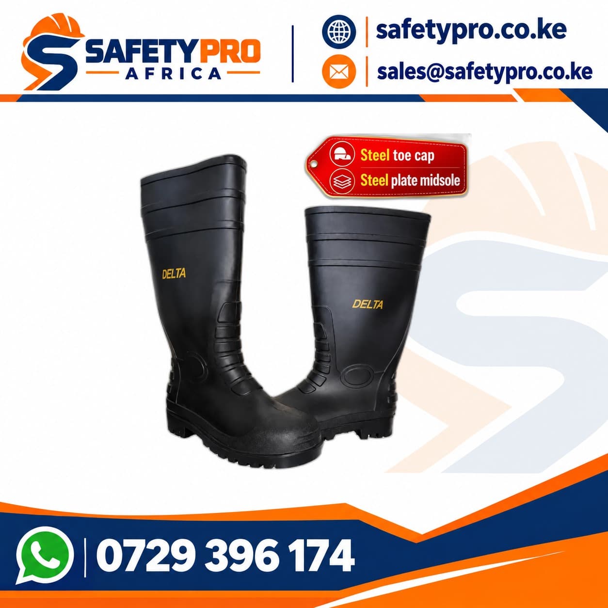 Steel Toe Cap & Steel Plate Delta Gumboot