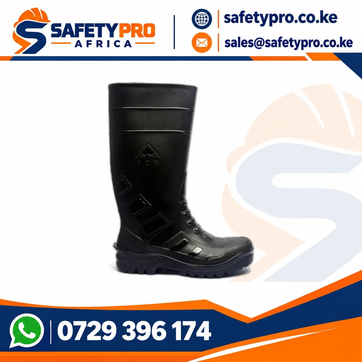 Steel Toe Cap Industrial Gumboots Black Ace