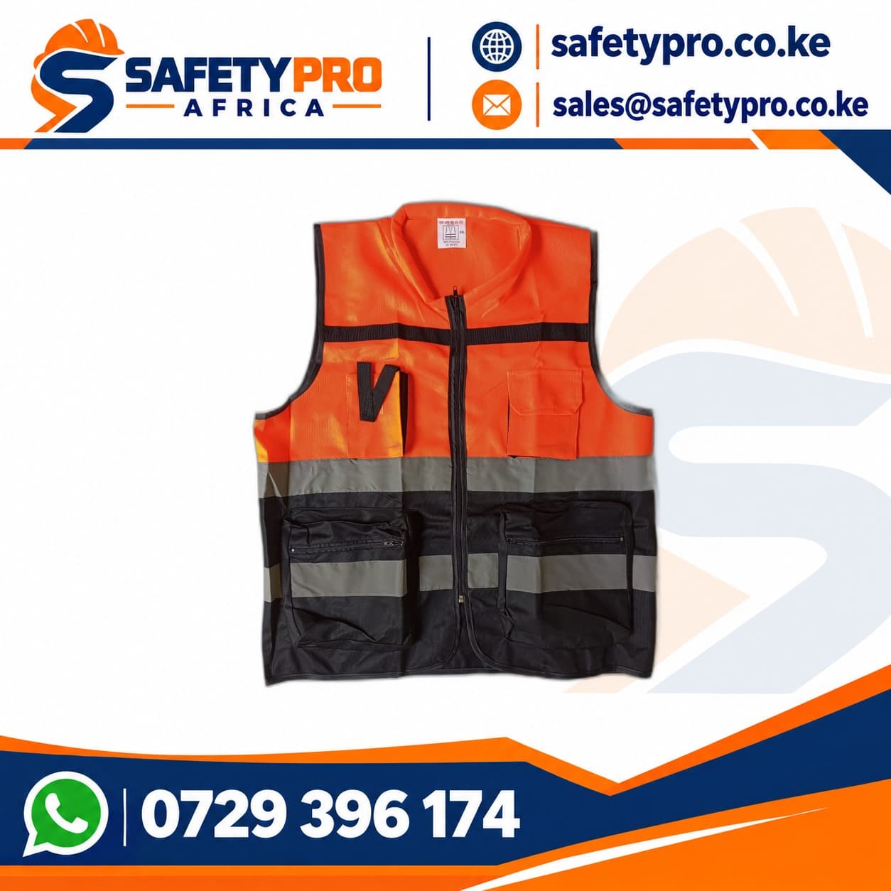 Designer Orange Black Reflective Vest
