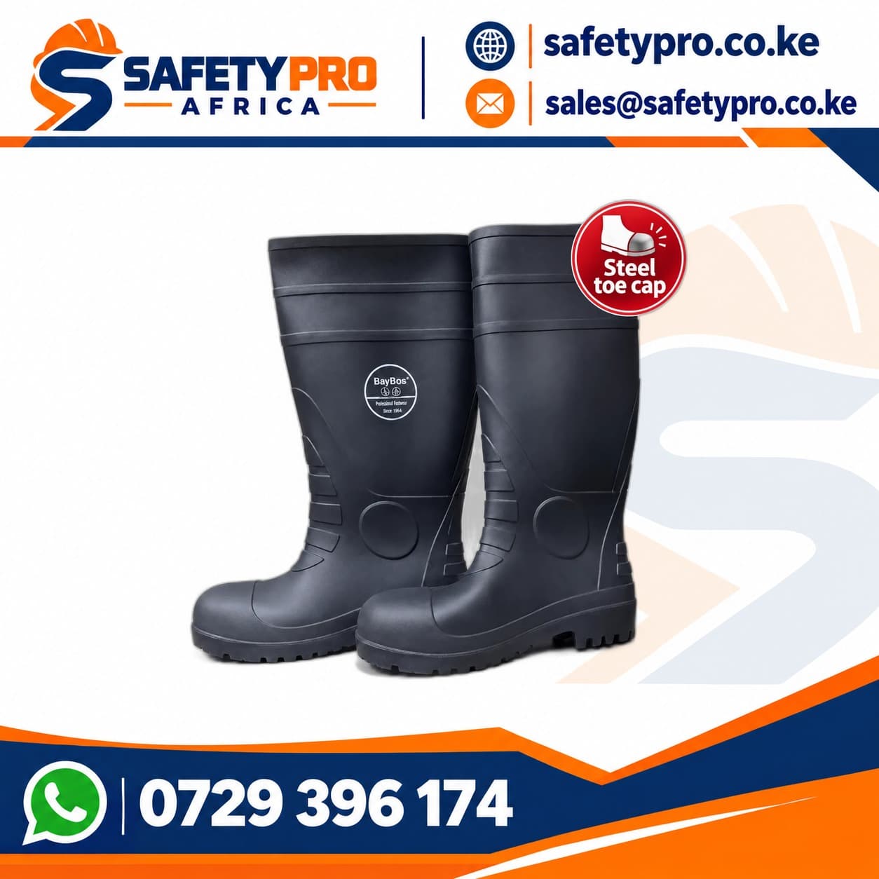 Steel Toe Cap Industrial Gumboots Black Vaultex